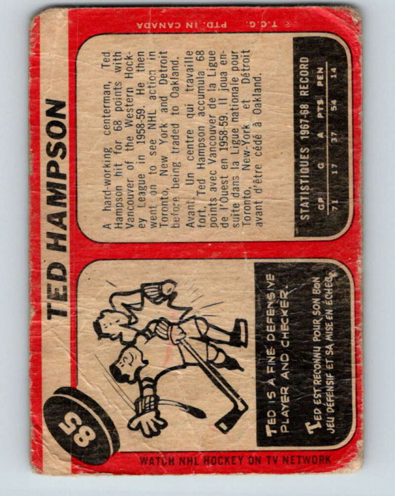 1968-69 O-Pee-Chee #85 Ted Hampson Oakland Seals V1014