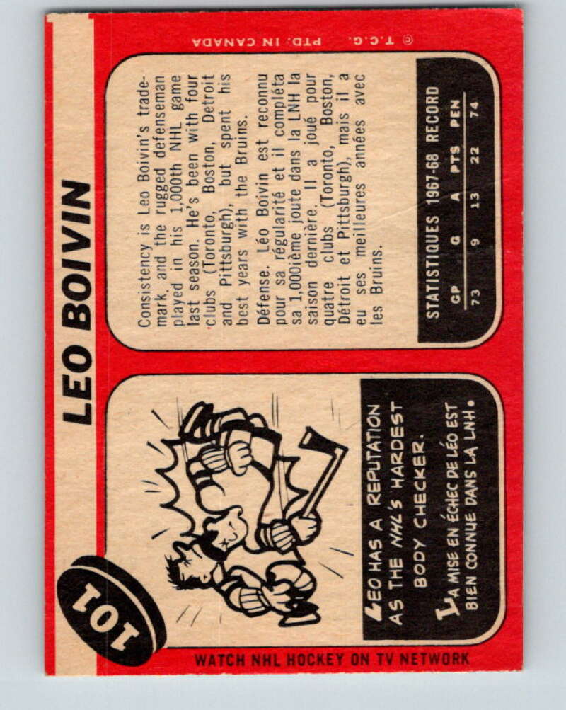 1968-69 O-Pee-Chee #101 Leo Boivin Pittsburgh Penguins V1035