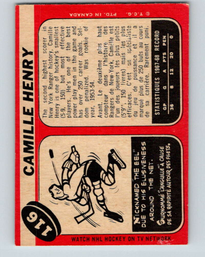 1968-69 O-Pee-Chee #116 Camille Henry St. Louis Blues V1058
