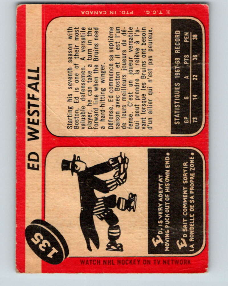 1968-69 O-Pee-Chee #135 Ed Westfall Boston Bruins V1079