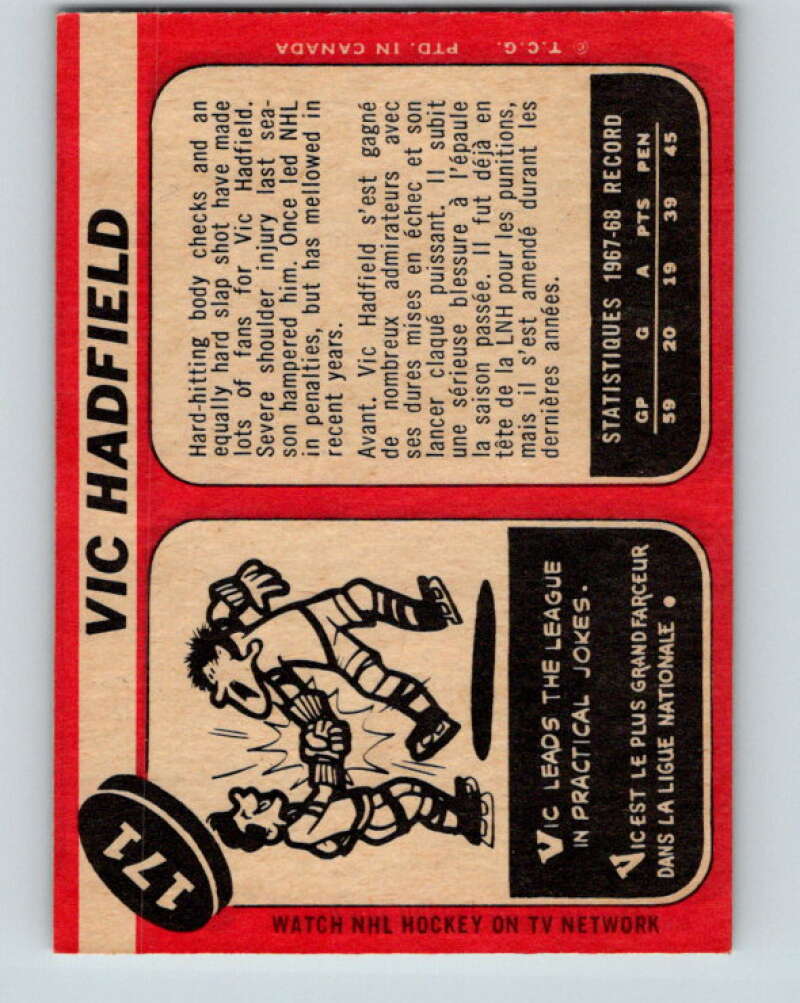 1968-69 O-Pee-Chee #171 Vic Hadfield New York Rangers V1135