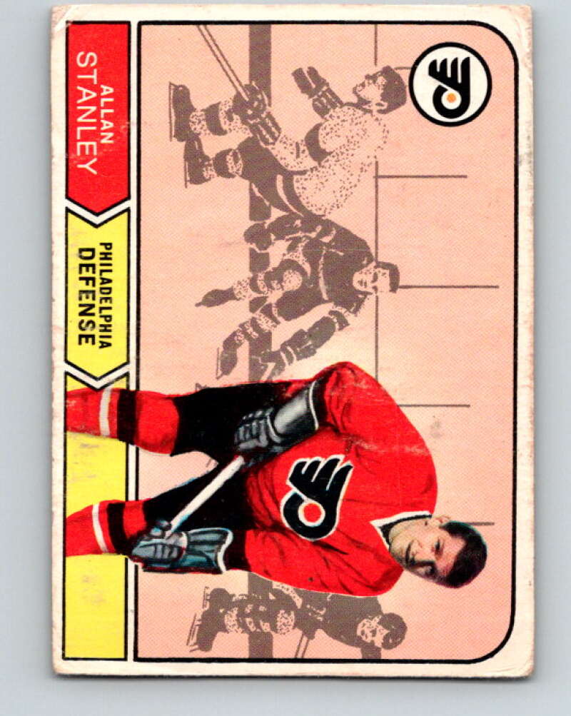 1968-69 O-Pee-Chee #183 Allan Stanley UER Philadelphia Flyers V1149