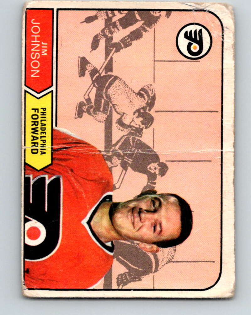 1968-69 O-Pee-Chee #186 Jim Johnson RC Rookie Philadelphia Flyers V1153
