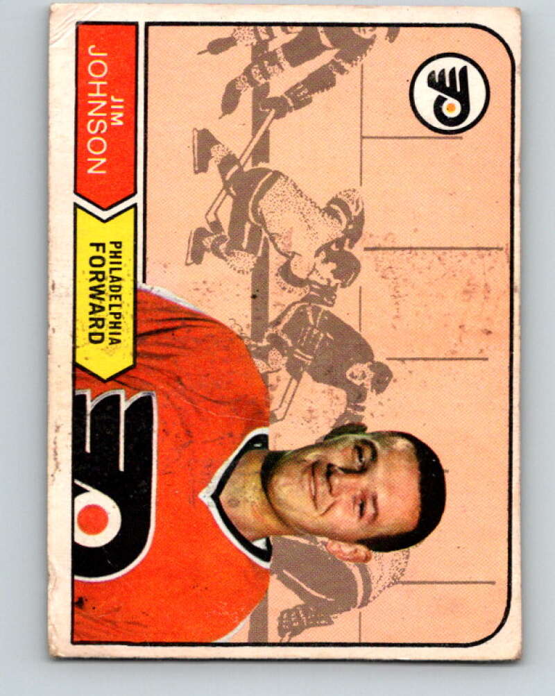 1968-69 O-Pee-Chee #186 Jim Johnson RC Rookie Philadelphia Flyers V1154