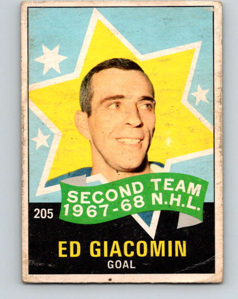 1968-69 O-Pee-Chee #205 Ed Giacomin AS New York Rangers V1176