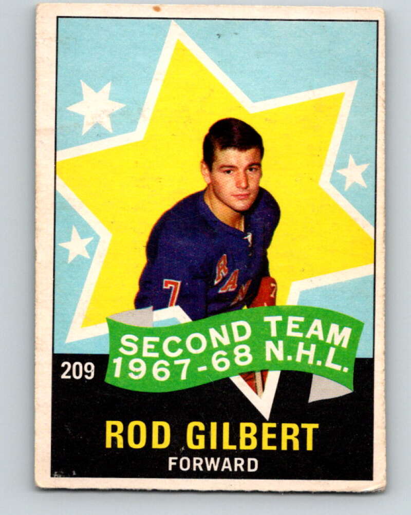 1968-69 O-Pee-Chee #209 Rod Gilbert AS New York Rangers V1180