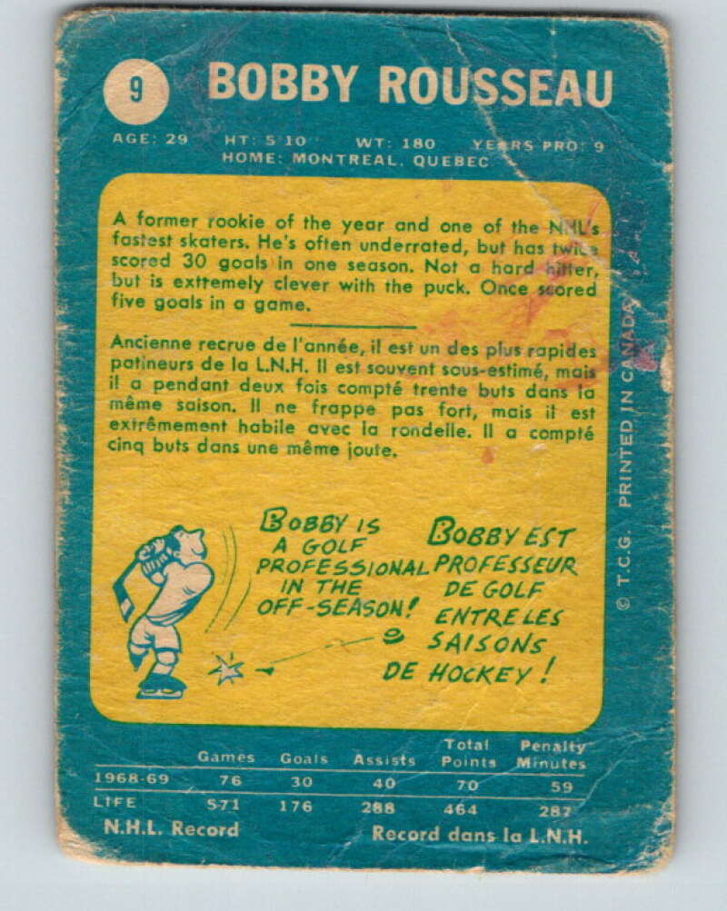 1969-70 O-Pee-Chee #9 Bobby Rousseau Montreal Canadiens V1206