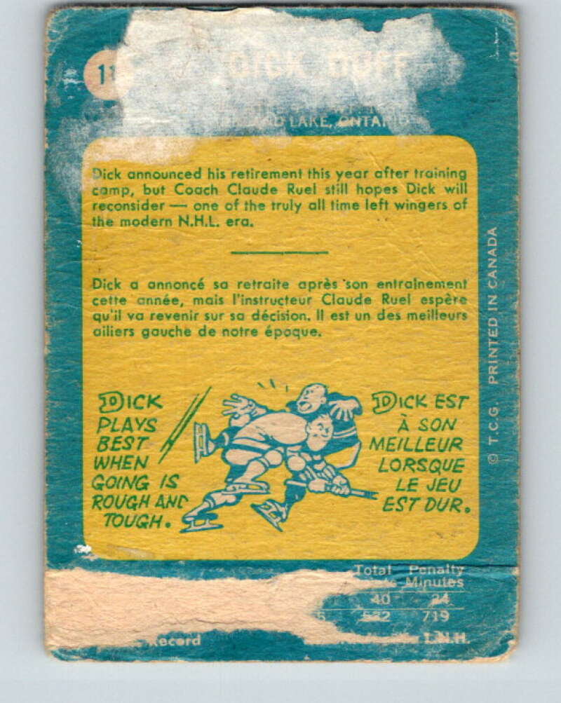 1969-70 O-Pee-Chee #11 Dick Duff Montreal Canadiens V1207