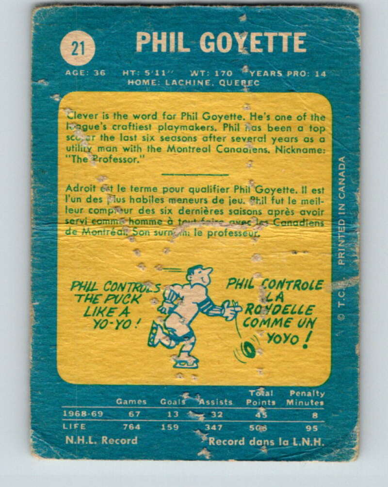 1969-70 O-Pee-Chee #21 Phil Goyette St. Louis Blues V1240