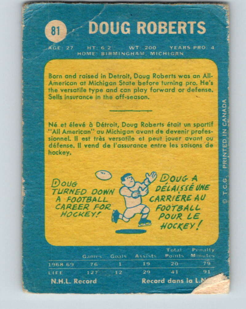 1969-70 O-Pee-Chee #81 Doug Roberts Oakland Seals V1369