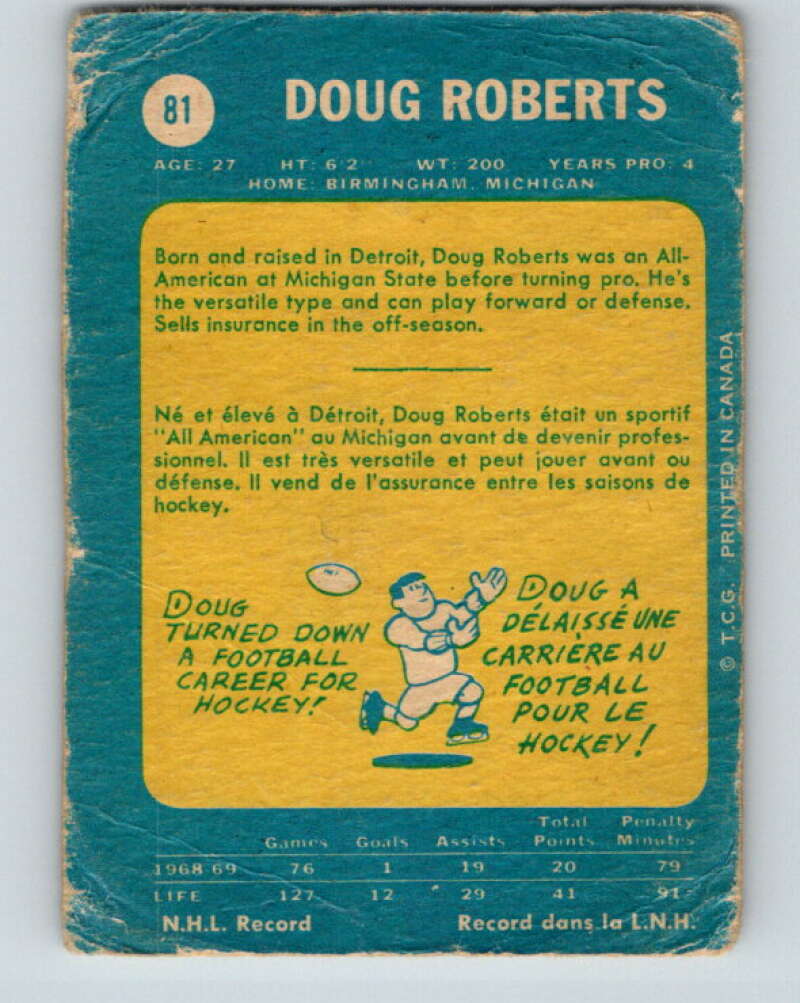 1969-70 O-Pee-Chee #81 Doug Roberts  Oakland Seals  V1371