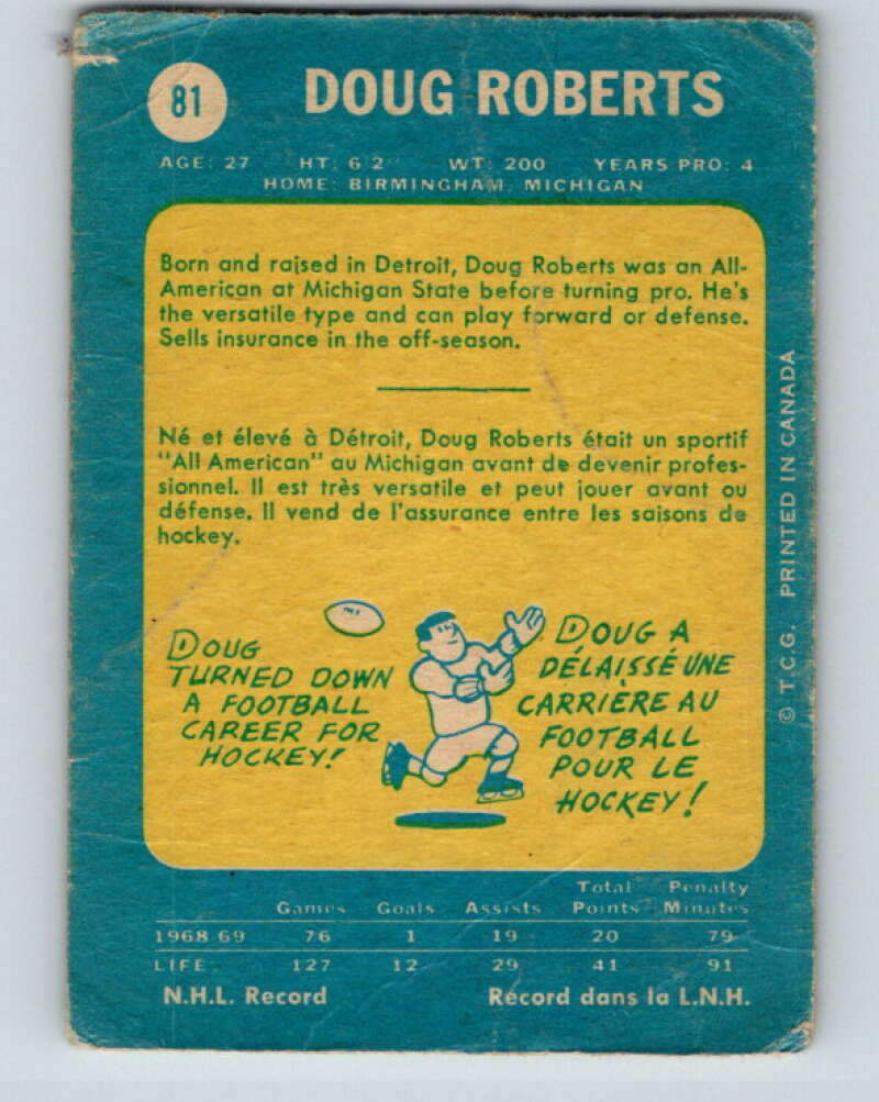 1969-70 O-Pee-Chee #81 Doug Roberts Oakland Seals V1372