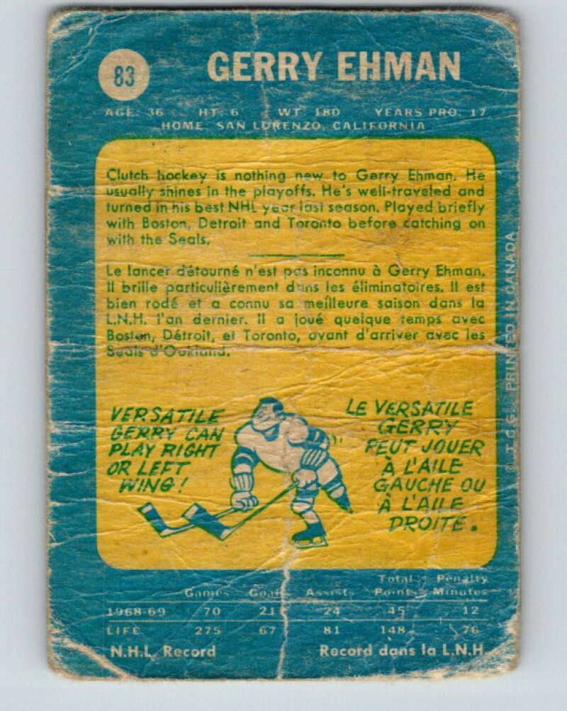 1969-70 O-Pee-Chee #83 Gerry Ehman Oakland Seals V1379