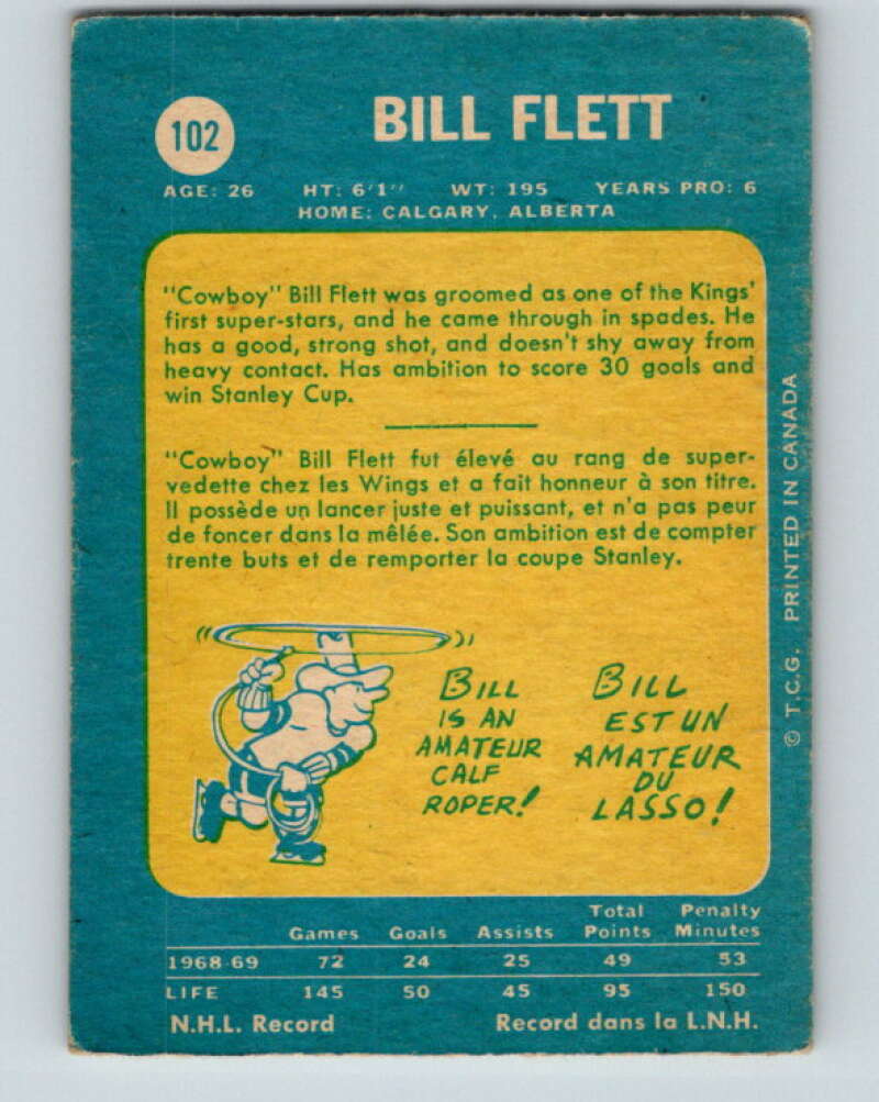 1969-70 O-Pee-Chee #102 Bill Flett Los Angeles Kings V1428