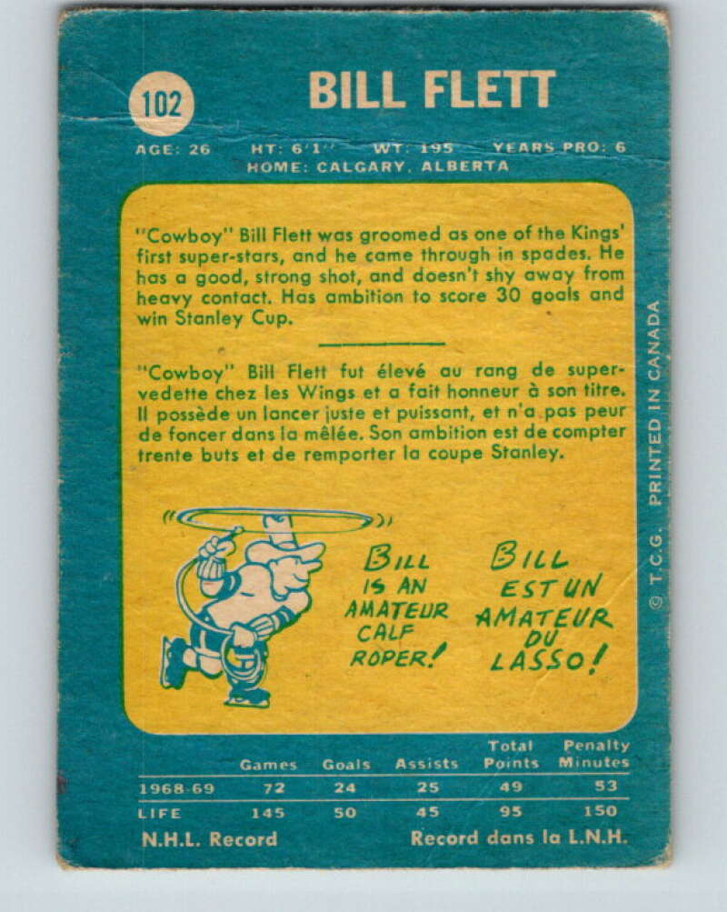 1969-70 O-Pee-Chee #102 Bill Flett Los Angeles Kings V1429