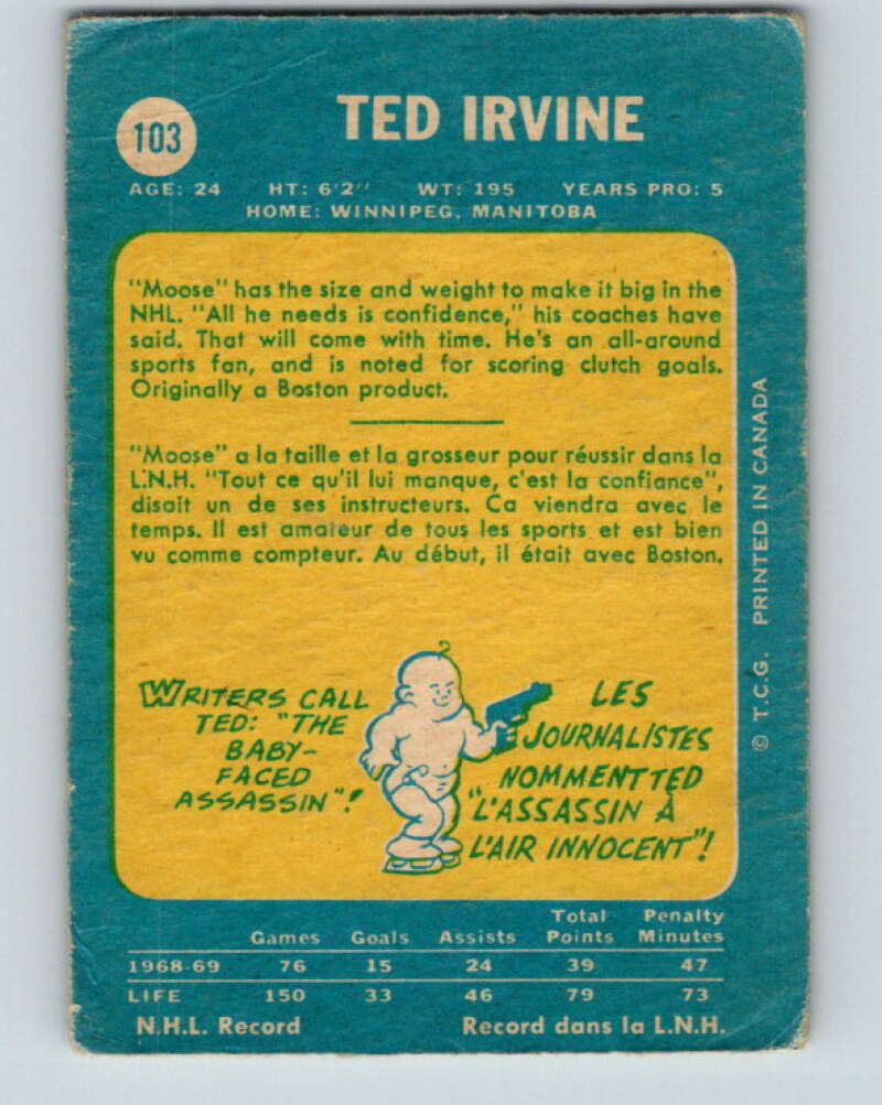 1969-70 O-Pee-Chee #103 Ted Irvine Los Angeles Kings V1430