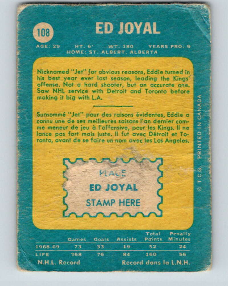 1969-70 O-Pee-Chee #108 Eddie Joyal Los Angeles Kings V1446