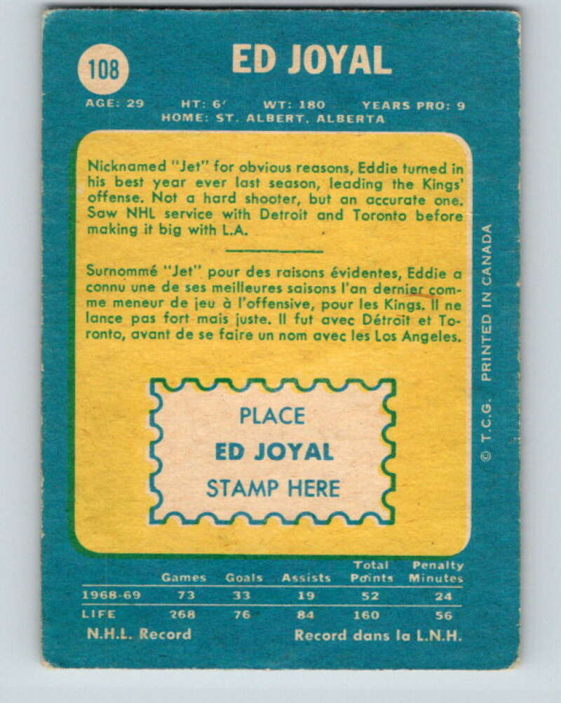 1969-70 O-Pee-Chee #108 Eddie Joyal Los Angeles Kings V1447
