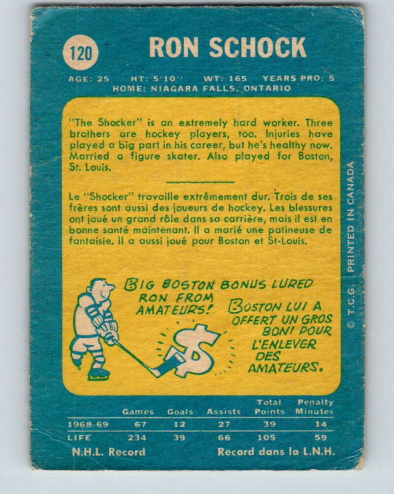 1969-70 O-Pee-Chee #120 Ron Schock Pittsburgh Penguins V1468