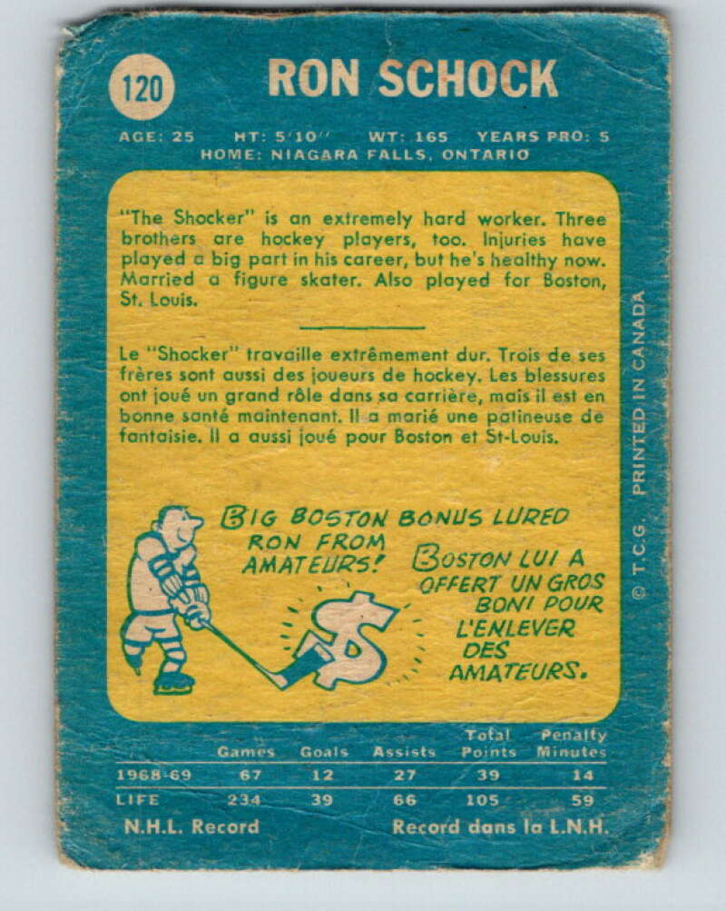 1969-70 O-Pee-Chee #120 Ron Schock Pittsburgh Penguins V1469