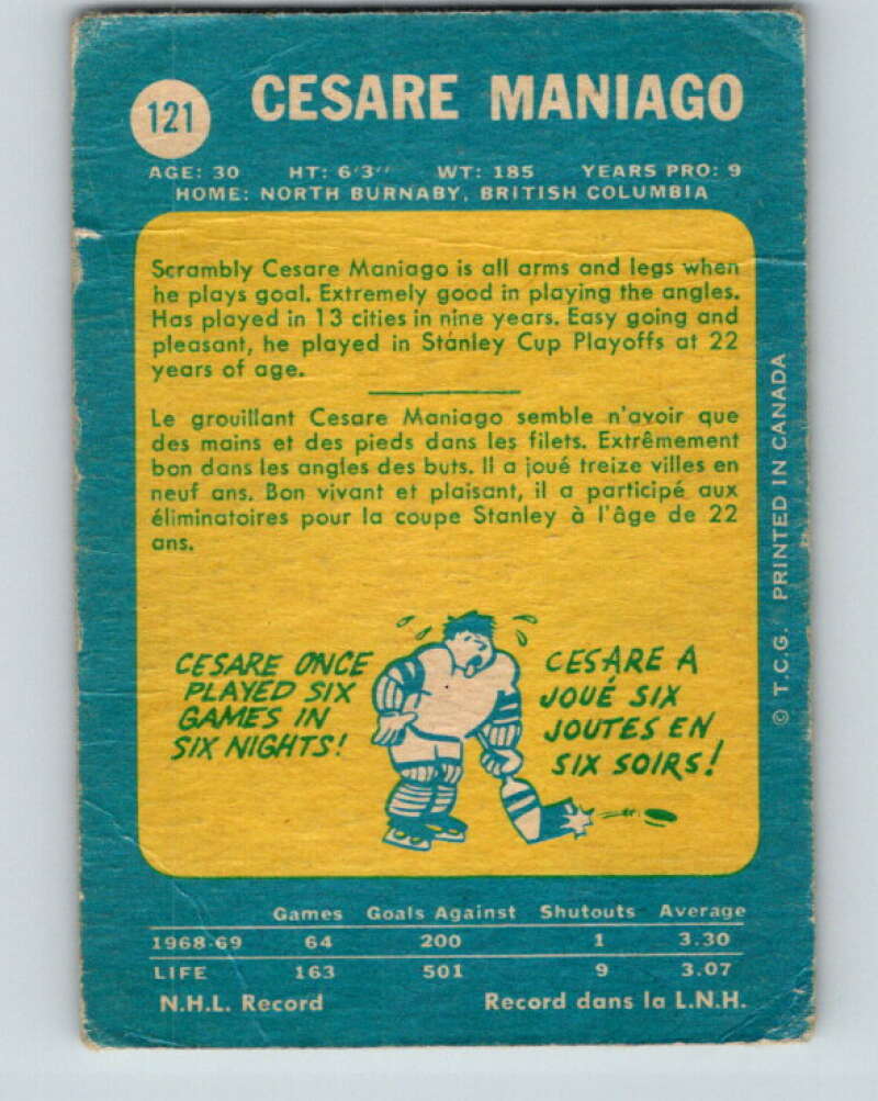 1969-70 O-Pee-Chee #121 Cesare Maniago Minnesota North Stars V1471