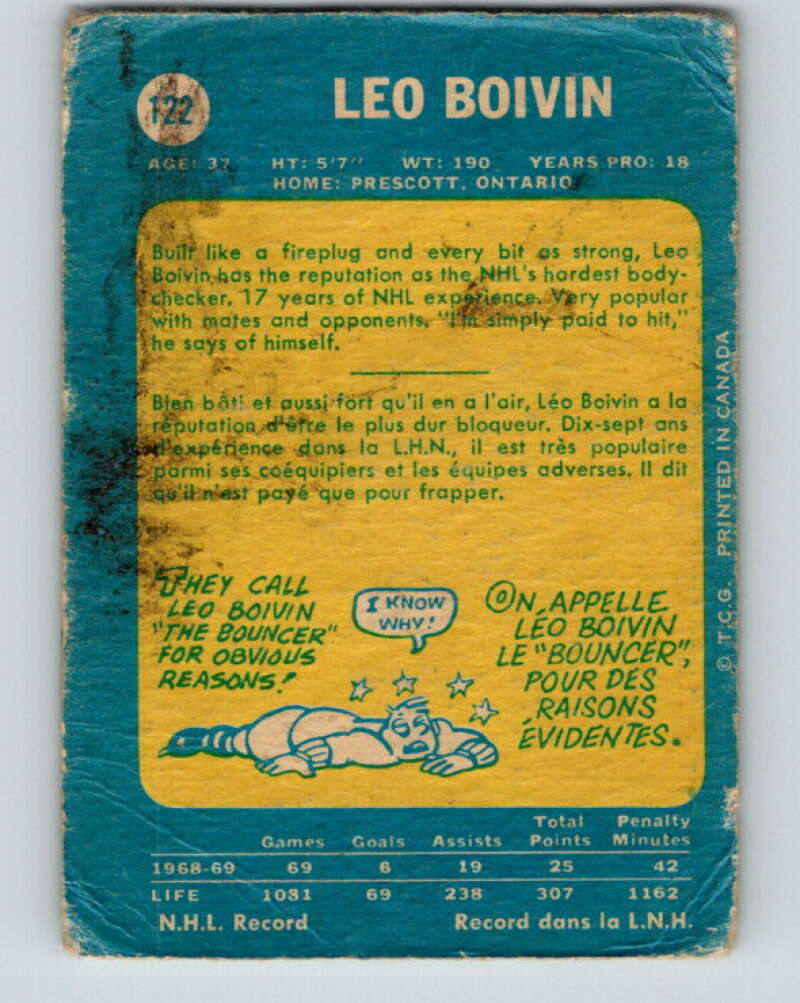1969-70 O-Pee-Chee #122 Leo Boivin Minnesota North Stars V1472