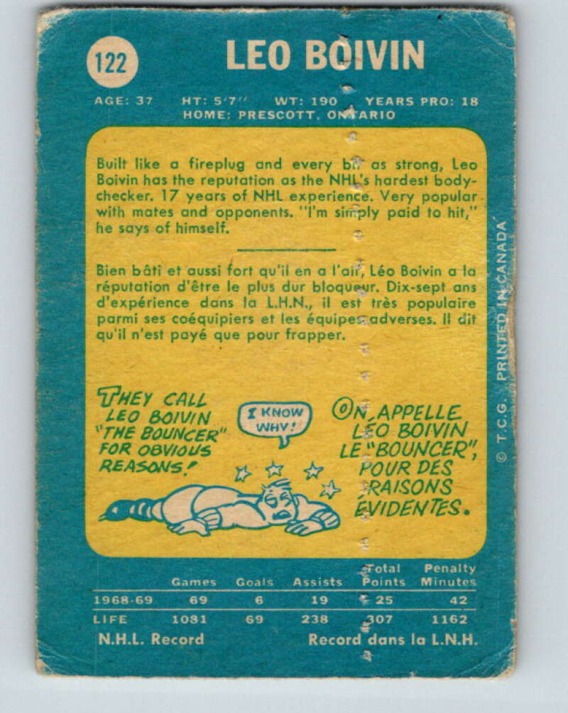 1969-70 O-Pee-Chee #122 Leo Boivin Minnesota North Stars V1474
