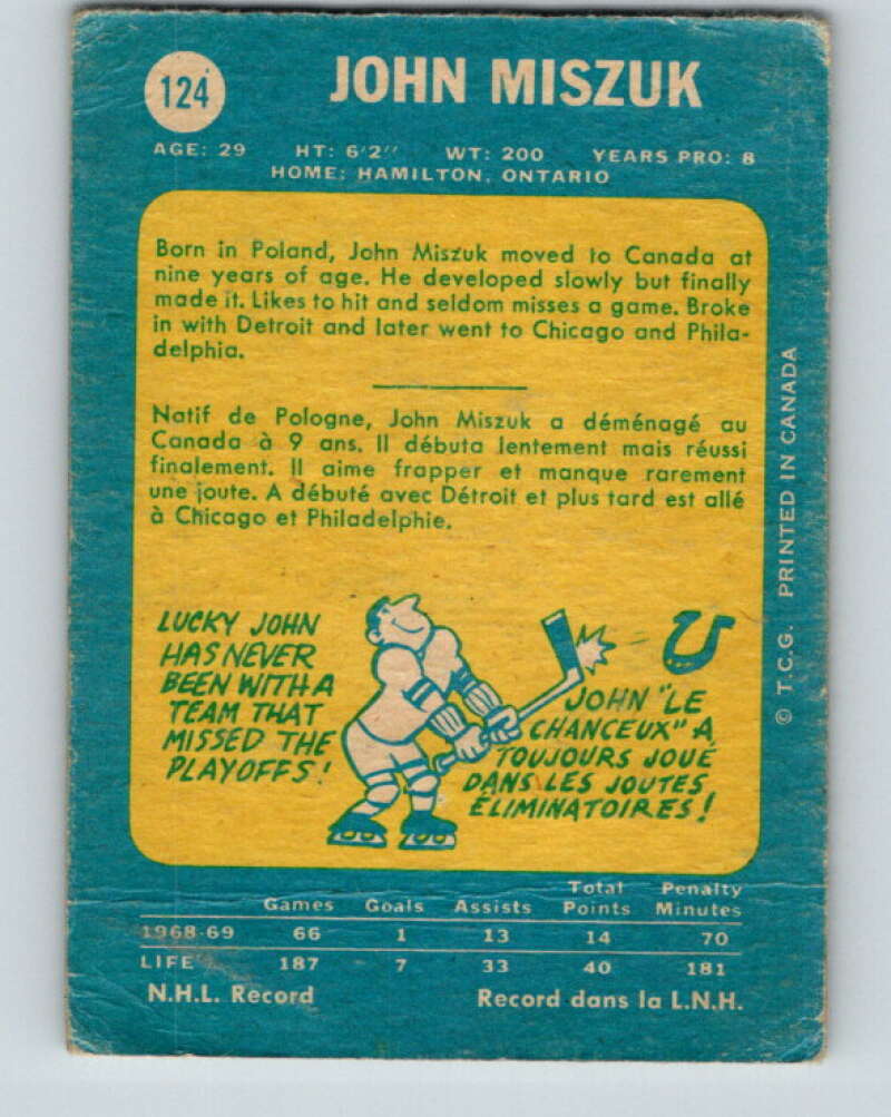 1969-70 O-Pee-Chee #124 John Miszuk Minnesota North Stars V1475