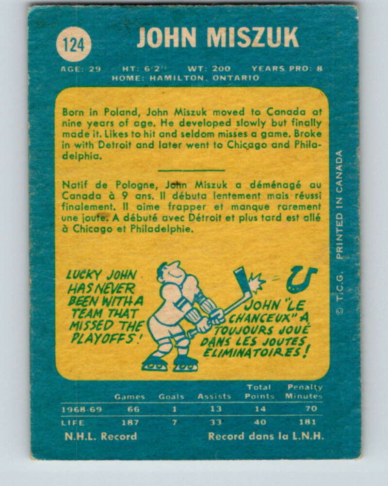 1969-70 O-Pee-Chee #124 John Miszuk Minnesota North Stars V1476