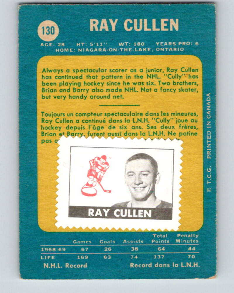 1969-70 O-Pee-Chee #130 Ray Cullen Minnesota North Stars V1491