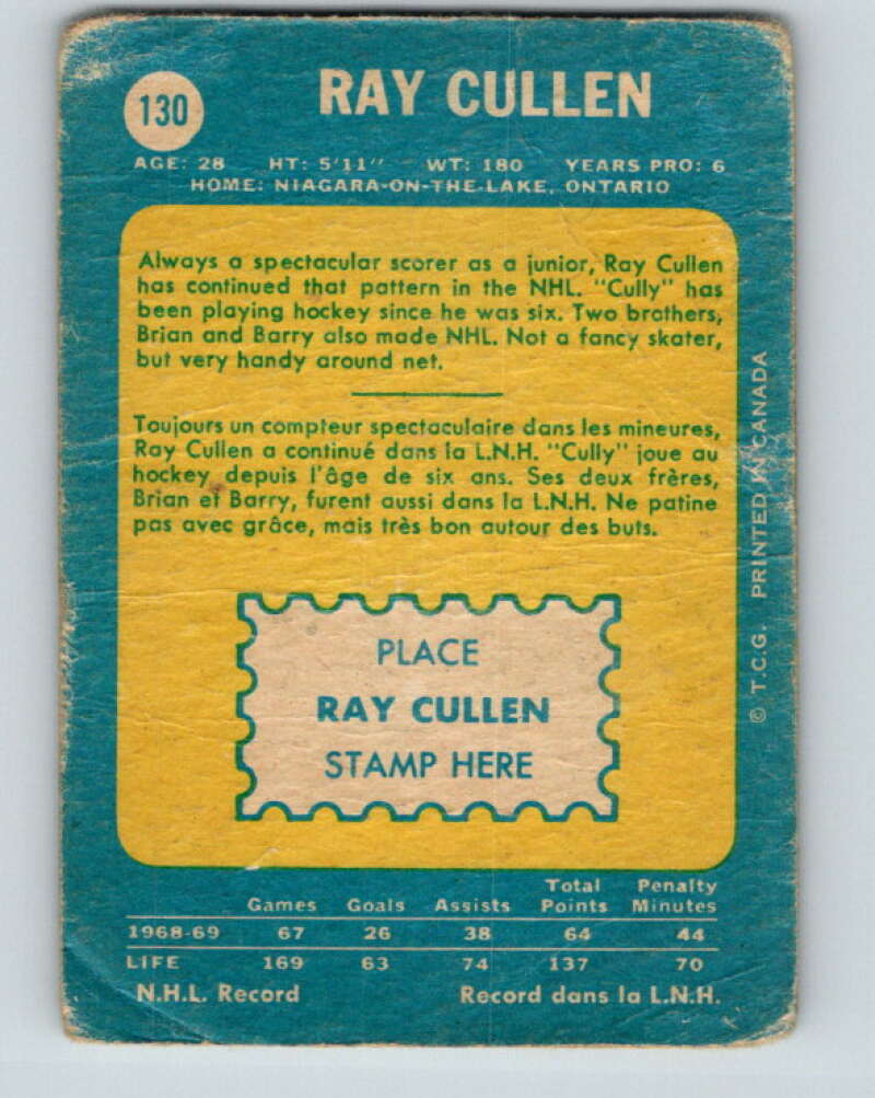1969-70 O-Pee-Chee #130 Ray Cullen Minnesota North Stars V1495