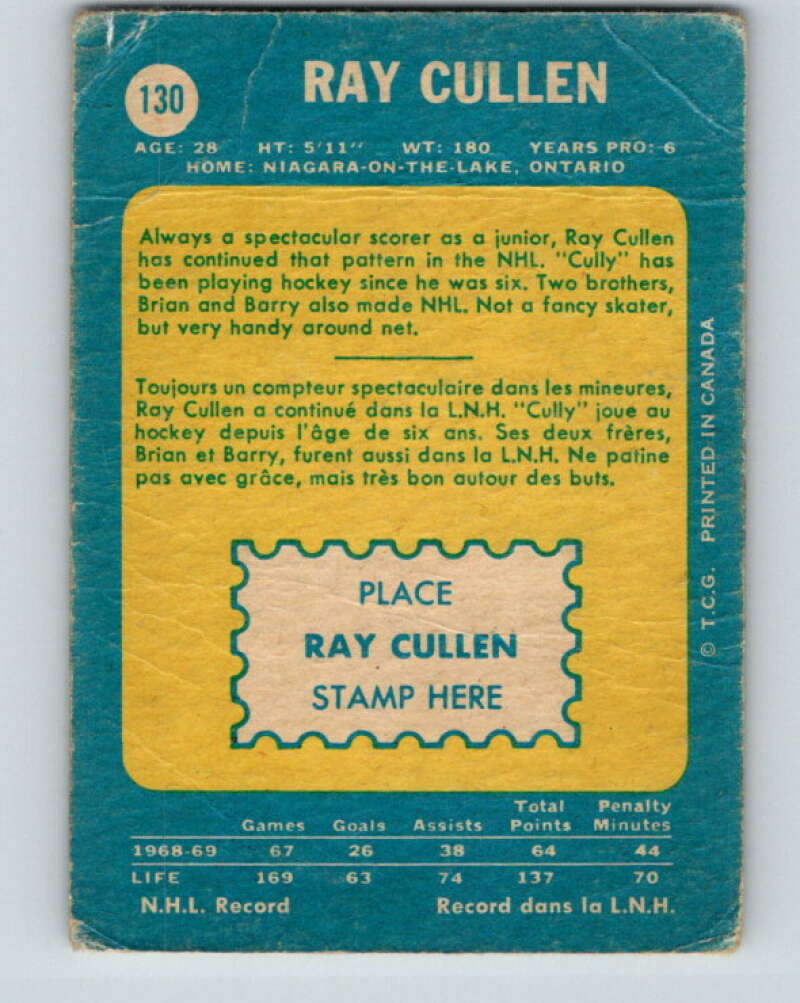 1969-70 O-Pee-Chee #130 Ray Cullen Minnesota North Stars V1497