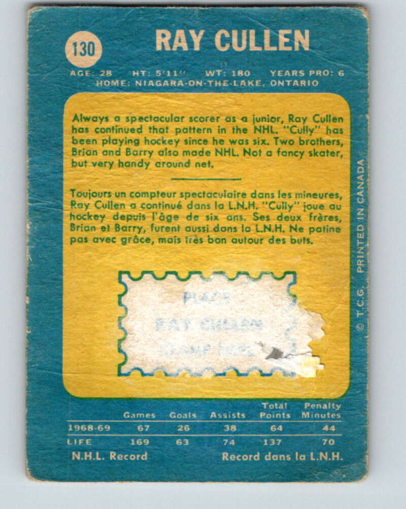 1969-70 O-Pee-Chee #130 Ray Cullen Minnesota North Stars V1498
