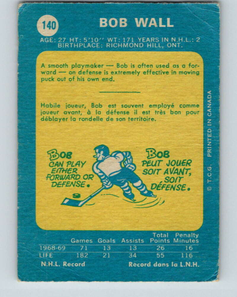 1969-70 O-Pee-Chee #140 Bob Wall Los Angeles Kings V1537