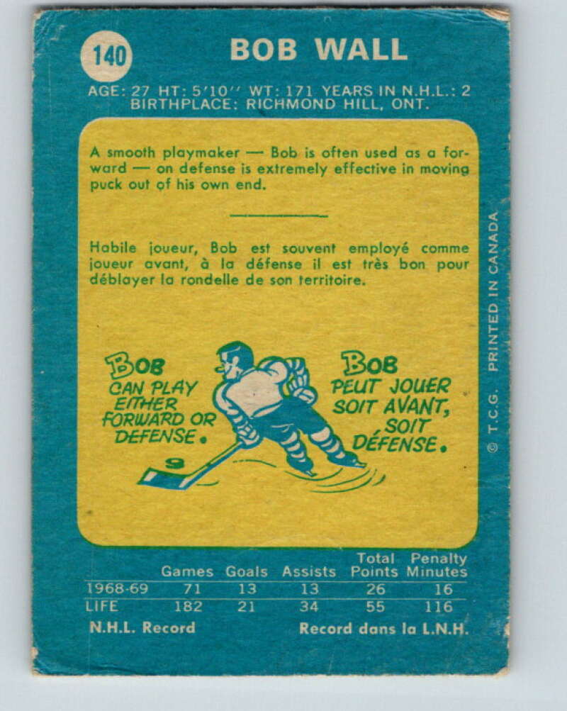 1969-70 O-Pee-Chee #140 Bob Wall Los Angeles Kings V1538