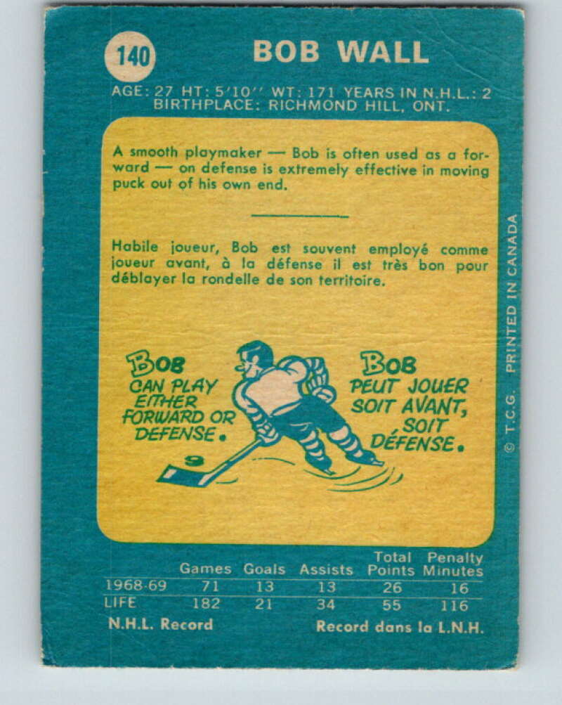 1969-70 O-Pee-Chee #140 Bob Wall Los Angeles Kings V1539