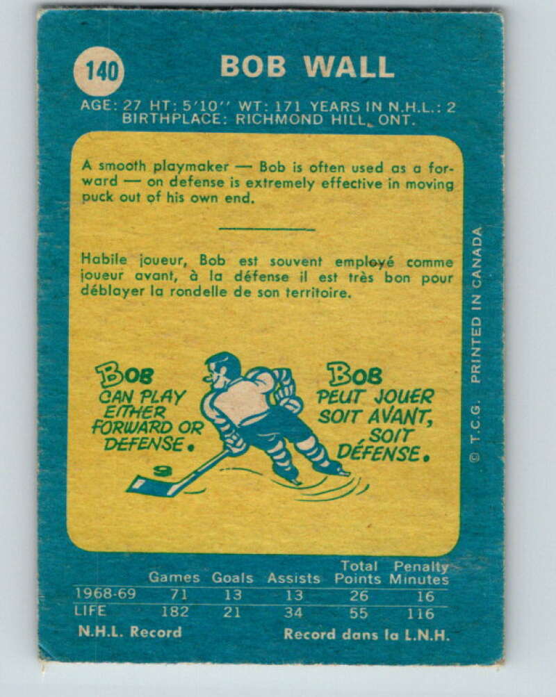 1969-70 O-Pee-Chee #140 Bob Wall Los Angeles Kings V1540
