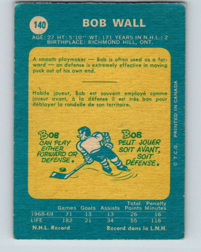 1969-70 O-Pee-Chee #140 Bob Wall Los Angeles Kings V1541