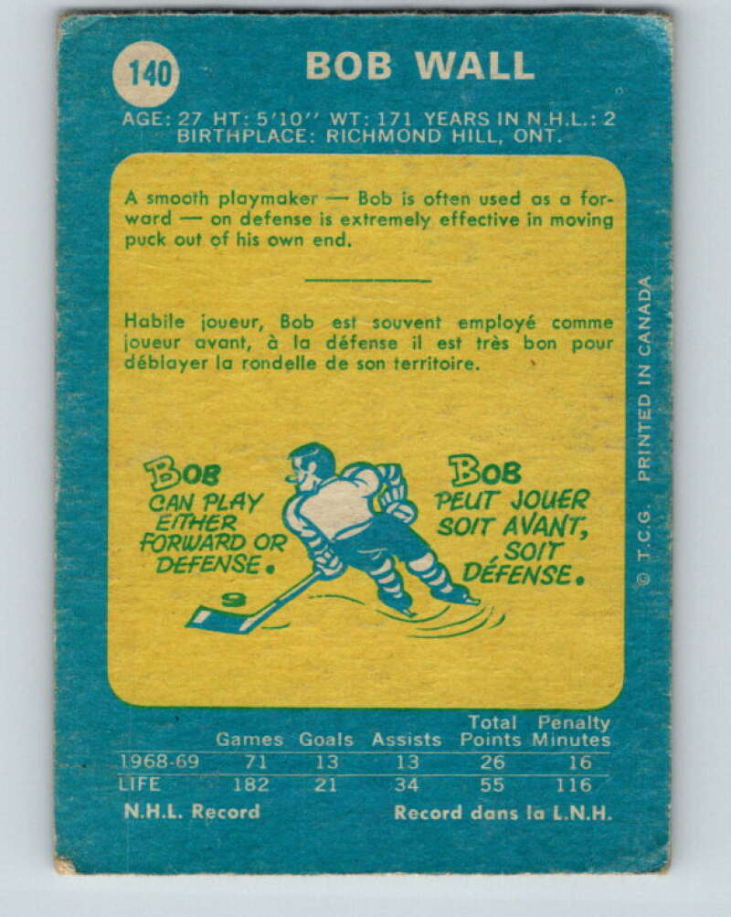 1969-70 O-Pee-Chee #140 Bob Wall Los Angeles Kings V1544