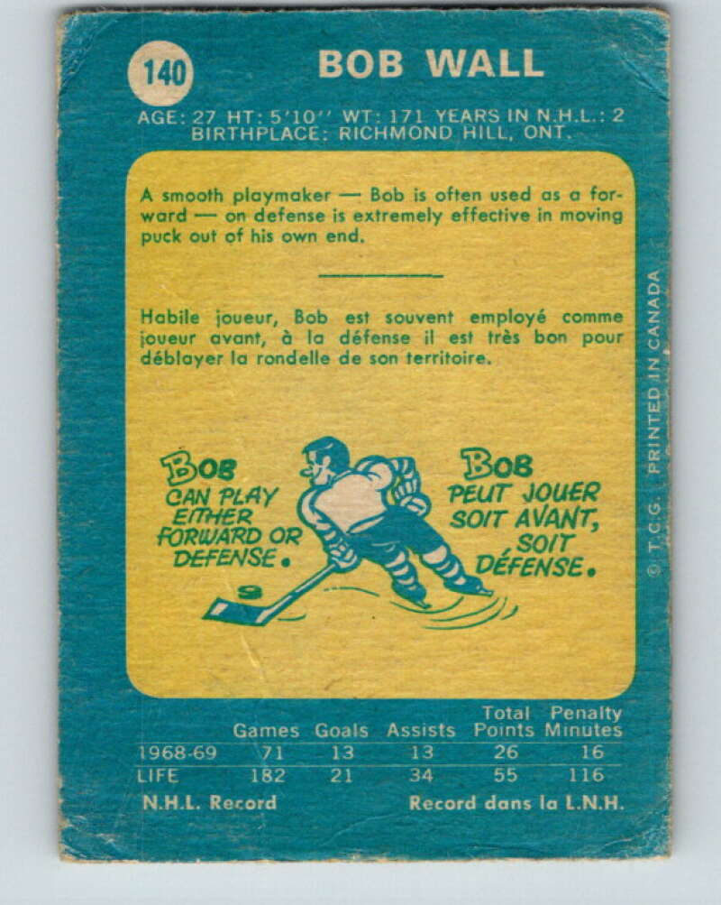 1969-70 O-Pee-Chee #140 Bob Wall Los Angeles Kings V1546