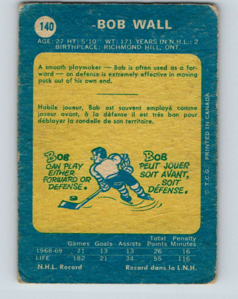 1969-70 O-Pee-Chee #140 Bob Wall Los Angeles Kings V1547