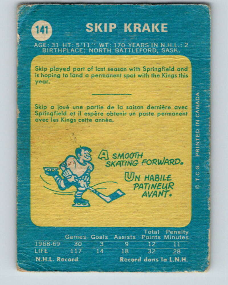 1969-70 O-Pee-Chee #141 Skip Krake Los Angeles Kings V1548