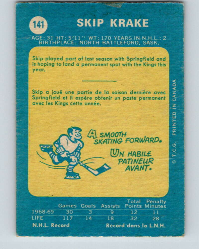 1969-70 O-Pee-Chee #141 Skip Krake Los Angeles Kings V1549
