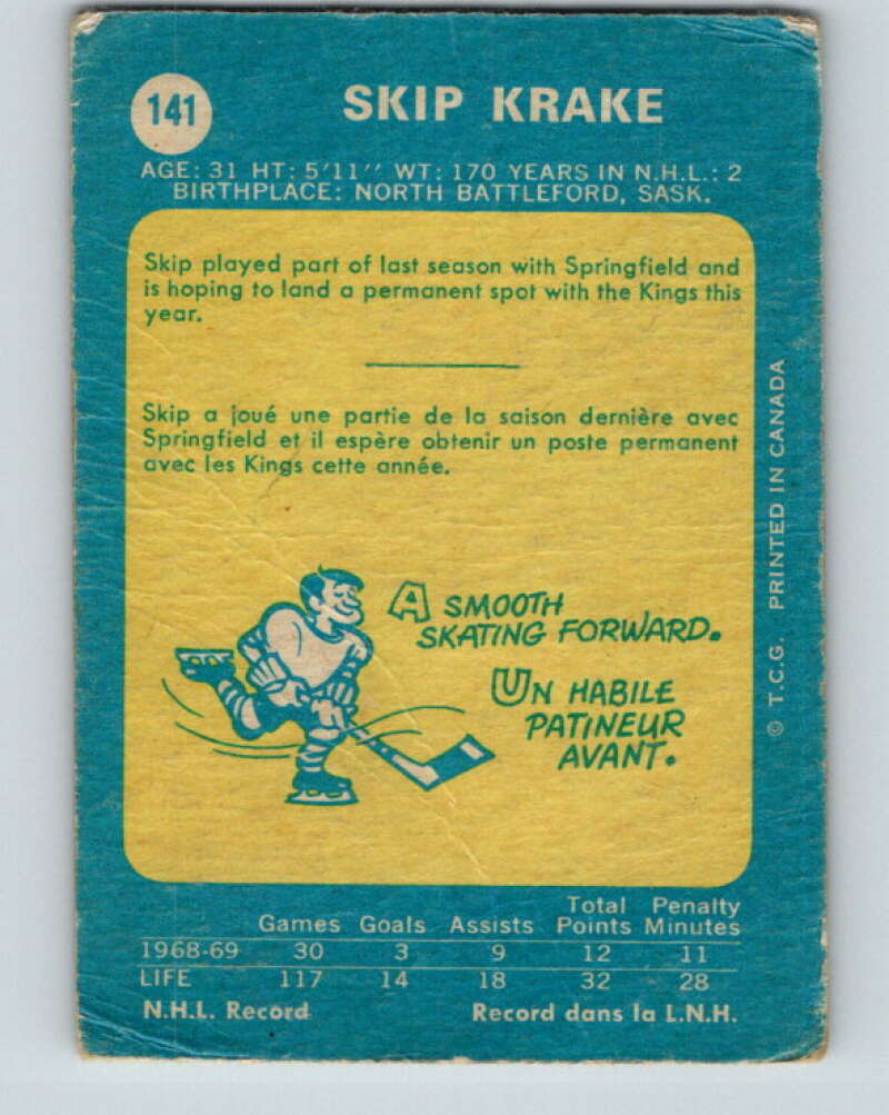 1969-70 O-Pee-Chee #141 Skip Krake Los Angeles Kings V1550