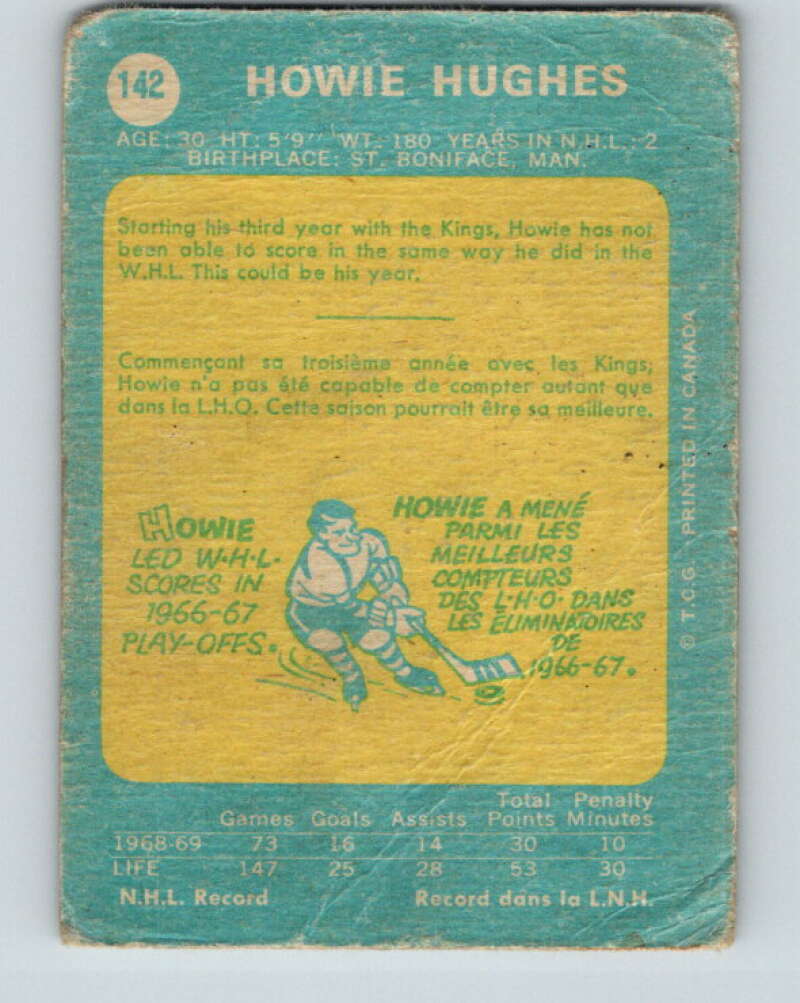 1969-70 O-Pee-Chee #142 Howie Hughes Los Angeles Kings V1554