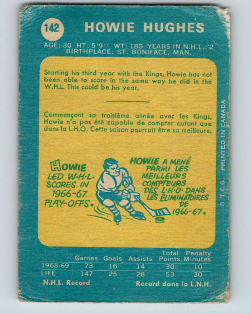 1969-70 O-Pee-Chee #142 Howie Hughes Los Angeles Kings V1555