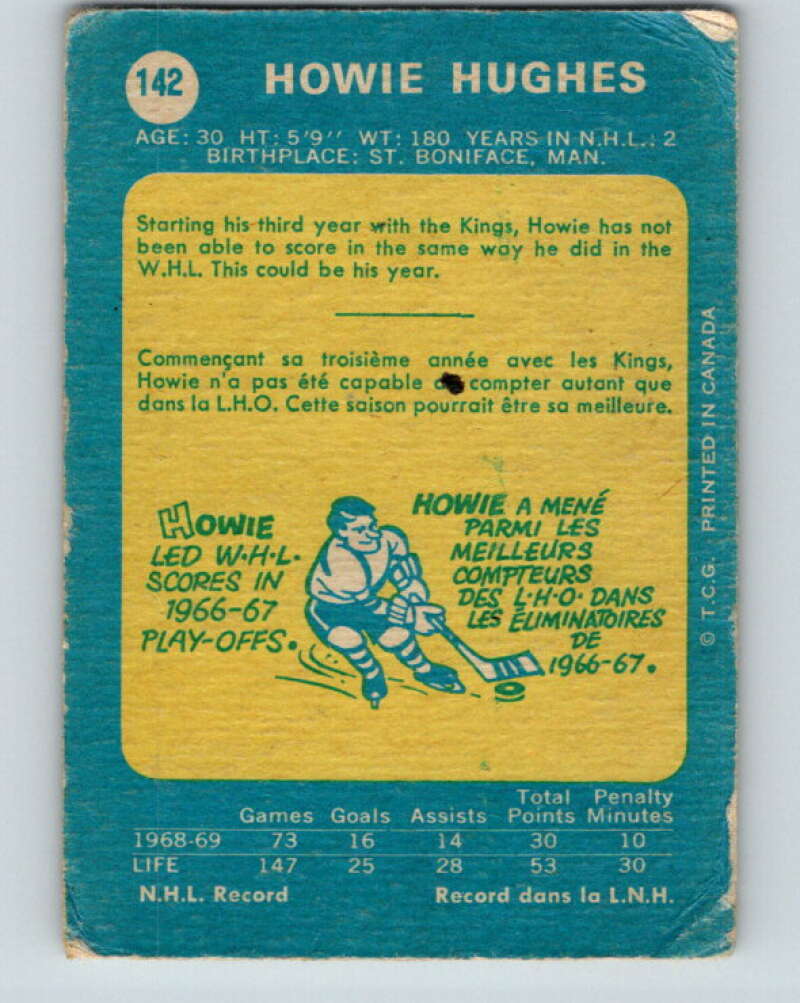 1969-70 O-Pee-Chee #142 Howie Hughes Los Angeles Kings V1557