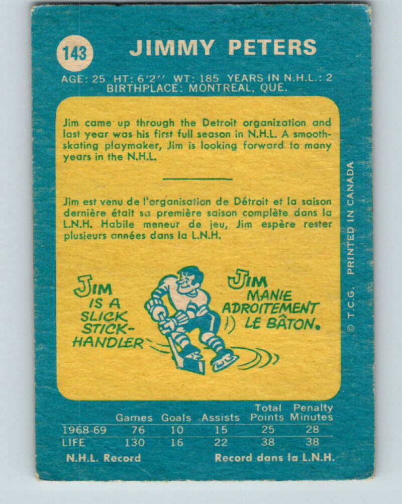 1969-70 O-Pee-Chee #143 Jim Peters RC Rookie Los Angeles Kings V1567