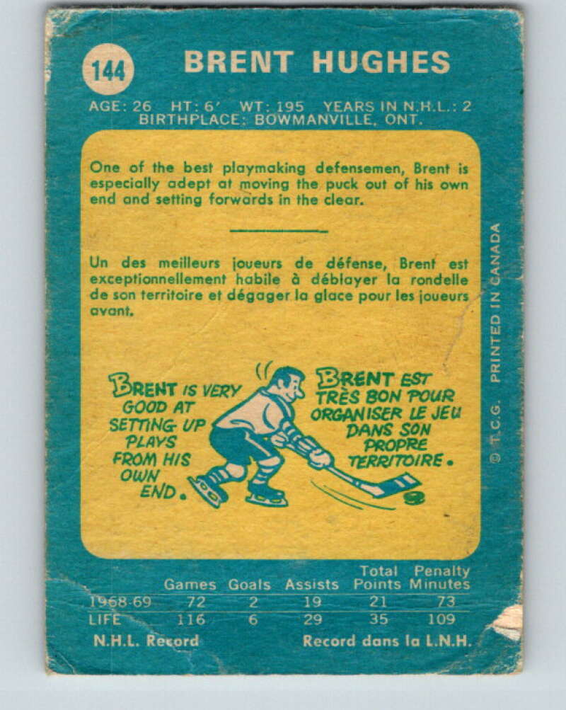 1969-70 O-Pee-Chee #144 Brent Hughes RC Rookie Los Angeles Kings V1568
