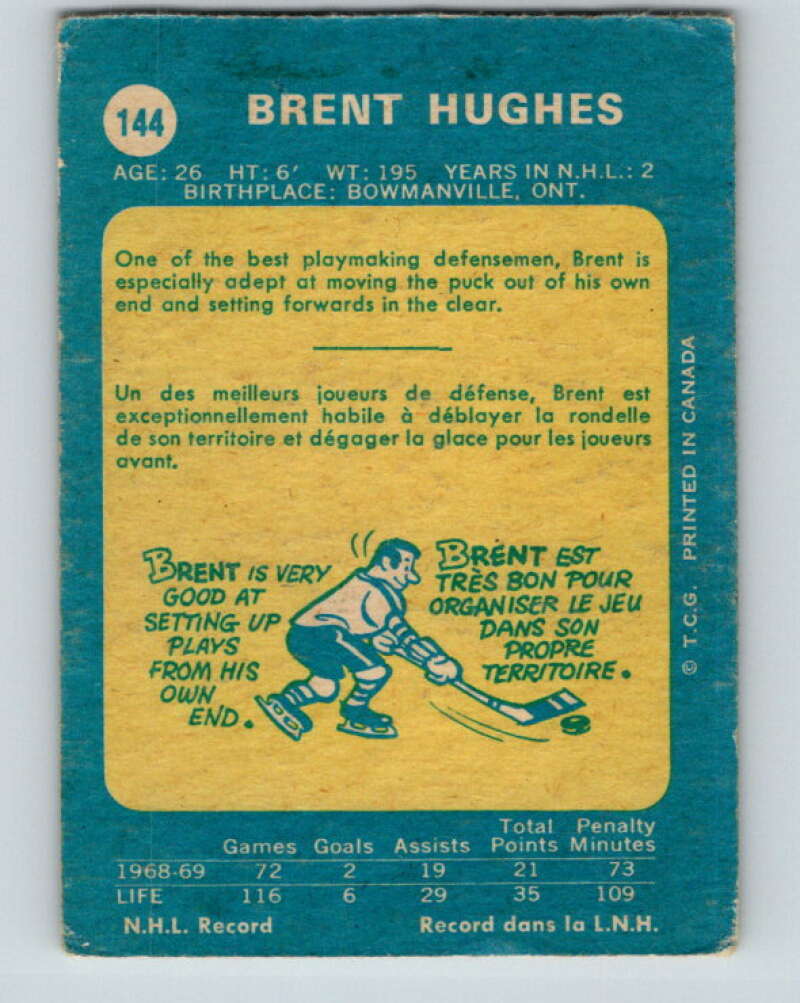 1969-70 O-Pee-Chee #144 Brent Hughes RC Rookie Los Angeles Kings V1569